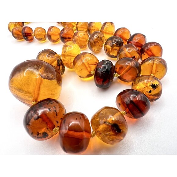 Vintage Baltic Graduating Amber Necklace Round Hand Knotted Beads - Picture 4 of 12